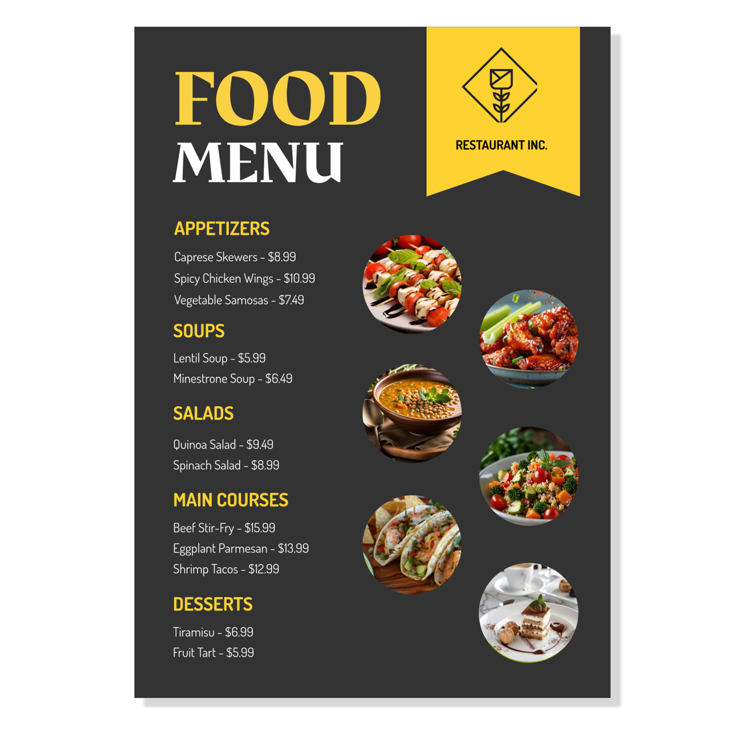 Menu Design Sample