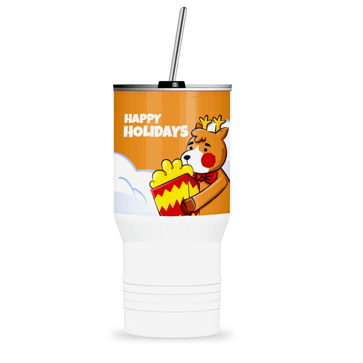 Aluminum Tall Glass w/ Stainless Straw