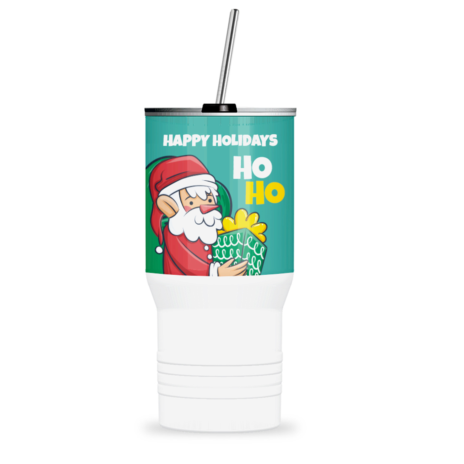 Aluminum Tall Glass w/ Stainless Straw