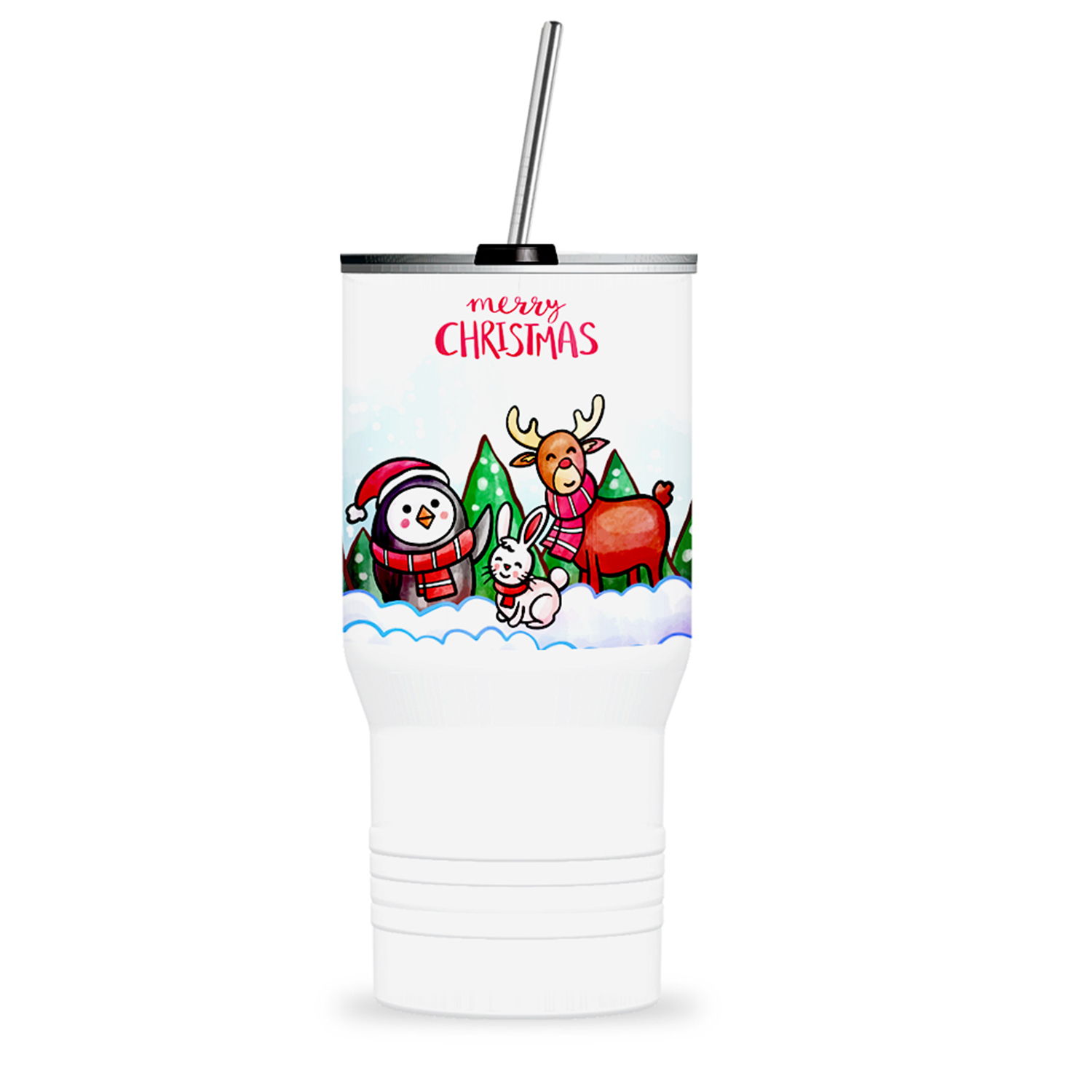 Aluminum Tall Glass w/ Stainless Straw